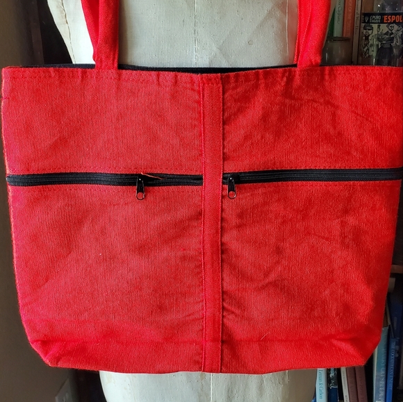 Oversized Red Frida Bag Purse Large Frida Book Bag Purse Shopping Bag Floral - Picture 6 of 8